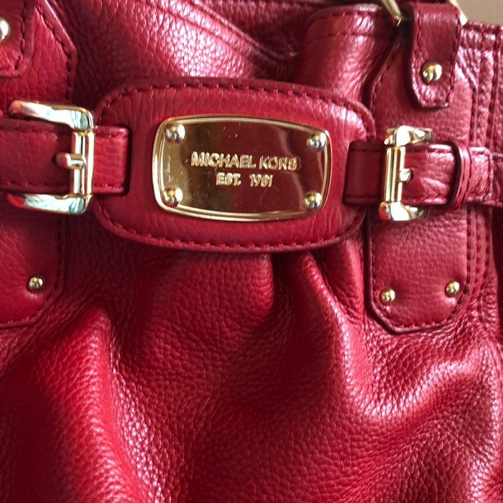 Michael Kors large red leather purse. - Picture 2 of 7
